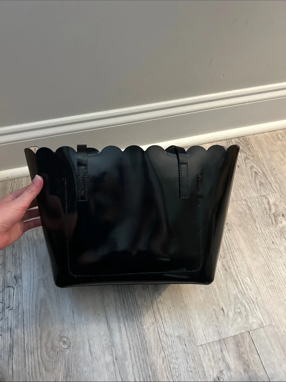 kate spade Black Patent Scalloped Tote